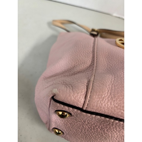 Michael Kors Pink Leather Tote Bag Gold Tone Hardware Double Handles